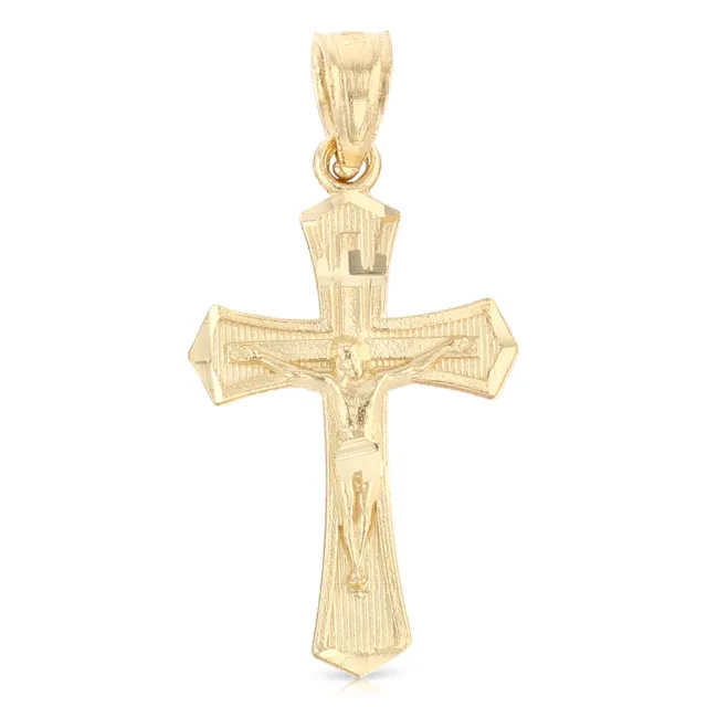 14K Yellow Gold Religious Crucifix with Jesus Cross Pendant For Necklace Chain