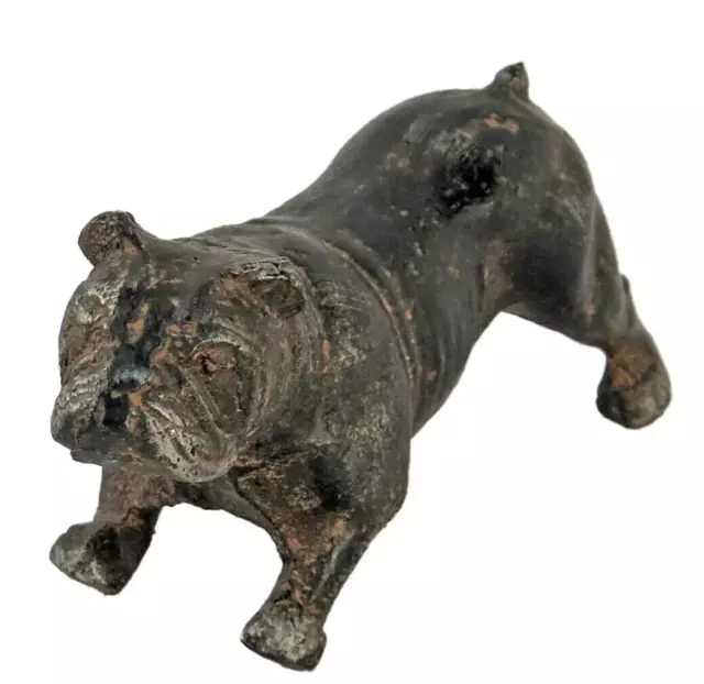 Bulldog Figurine Dog Statue Cast Iron Rustic Gunmetal Rust Finish Paperweight