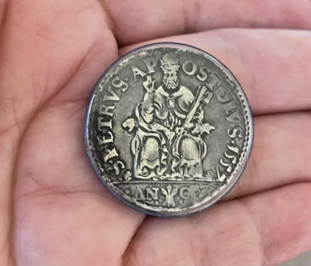 Silver Ancona Pio Testone Iv Papal Coin 1557-Nice!