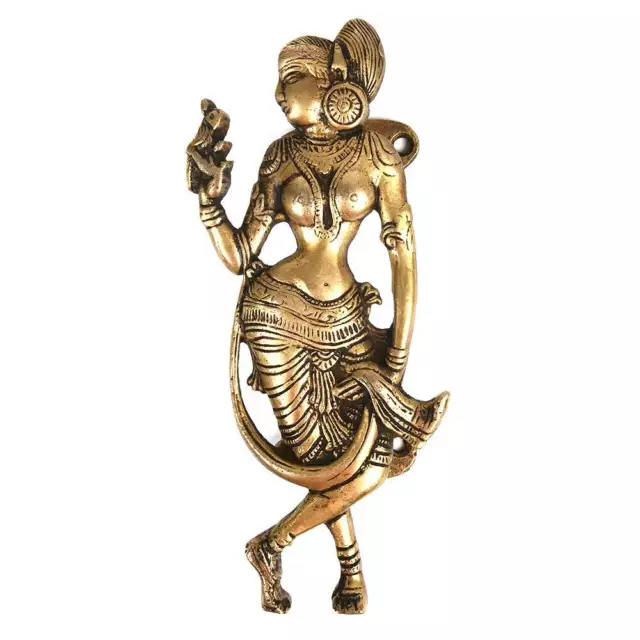 Fait à la Main Laiton Dansant Femme Avec Perroquet En Main Porte Poignée
