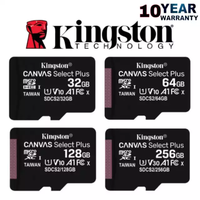 Kingston Micro SD Card 32GB 64GB 128GB Class 10 SDHC SDXC Phone Memory & Adapter