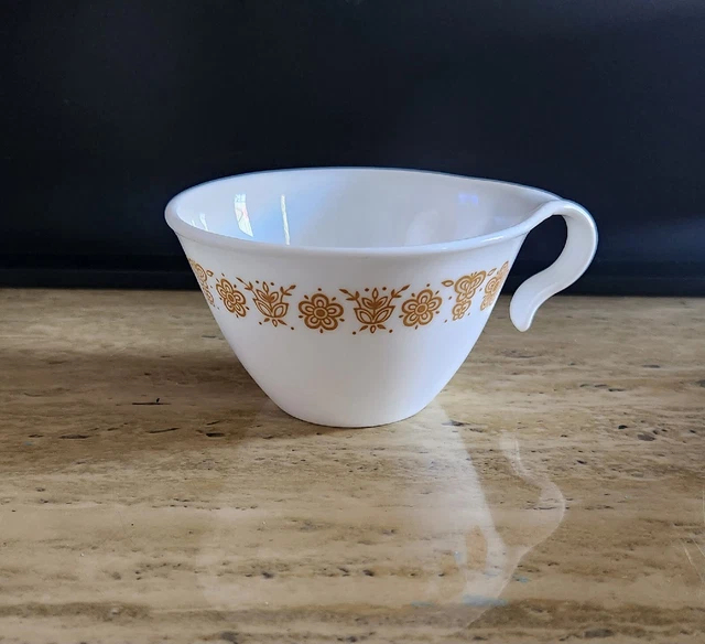 7 Corelle Golden Butterfly Coffee Tea Cups Hook Handle Corning Stackable