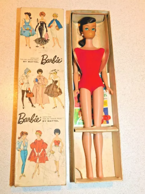 Barbie:  VINTAGE Brunette SWIRL PONYTAIL BARBIE Doll w/BOX!