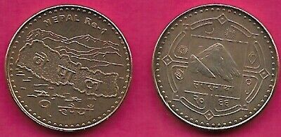 Nepal Democratic Rep 1 Rupee 2007 Unc Mount Everest Within Square,Map Of Nepal