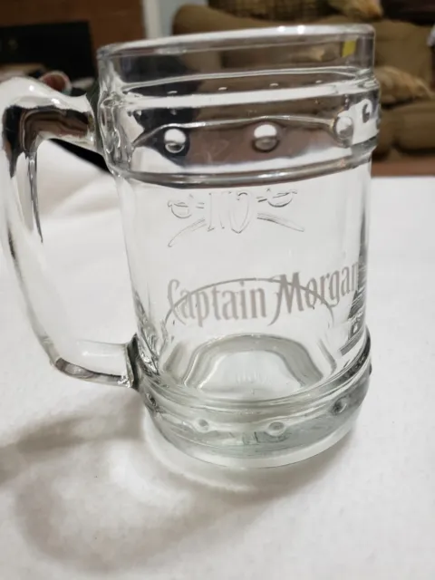 Captain Morgan Rum, Heavy Embossed Glass Mug/Tankard/Stein