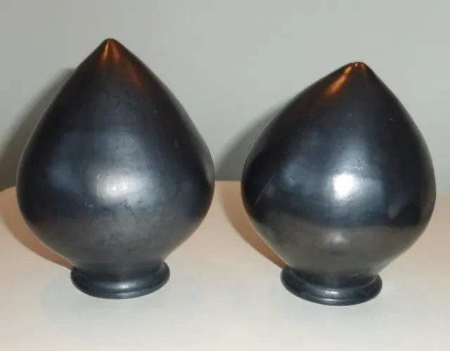Vintage Mexican Blackware Black Pottery Urns Laydown Vases