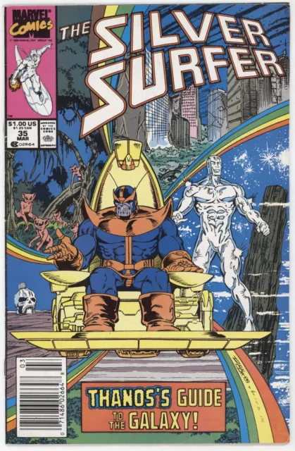 Silver Surfer 35 Marvel 1990 FN VF Thanos Infinity Gauntlet Jim Starlin Newsstan