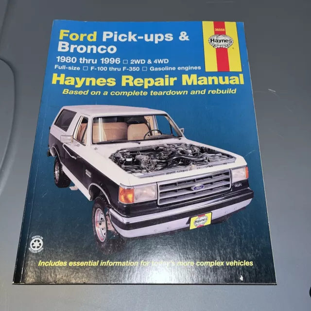 Haynes 1980-1996 Ford Pick-ups and Bronco Automotive Repair Manual # 36058