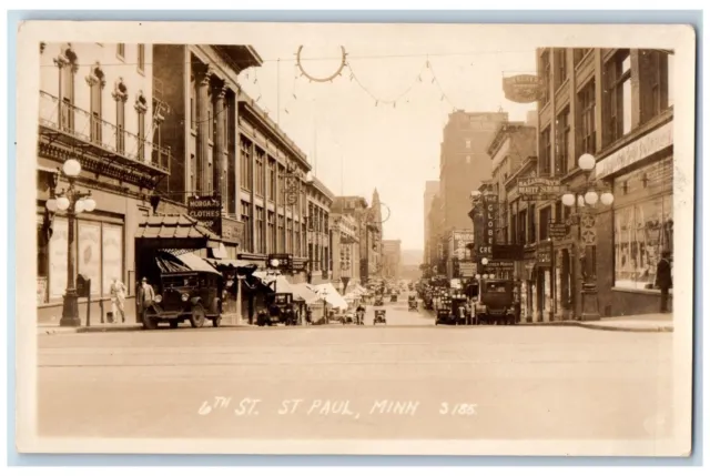 St. Paul Minnesota MN Postcard RPPC Photo 6th Street Morgans Clothes Shop Parlor