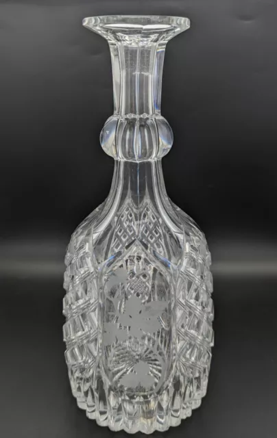 Stunning Early 20th Century Heavy Vine Engraved Cut Lead Crystal Decanter.