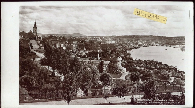Photo Ancienne Belgrade Serbie - Hôtel Des Postes, Tirage Argentique Original 1930, 27x15cm