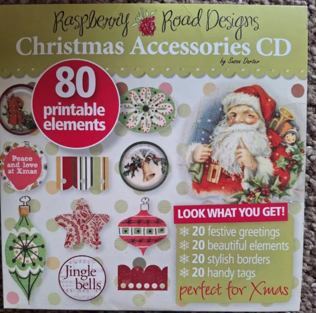 Quick Cards CHRISTMAS ACCESSORIES Raspberry Road Designs CD ROM 80 Printable