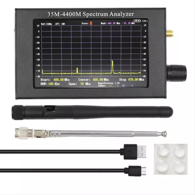 Analizador de espectro portátil, pantalla LCD a Color TFT de 4,3" 35M-4400Mhz