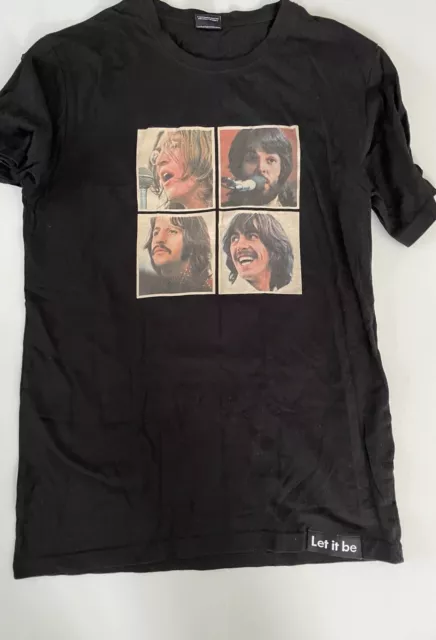 The Beatles Let It Be Mens T Shirt Black George Ringo John Paul, Size Small