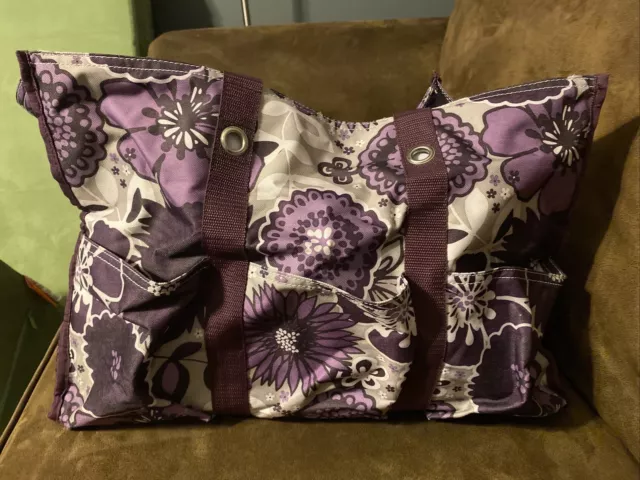 Thirty One All in Organizer Medium Bag Plum Awesome Blossom Purple Floral, New