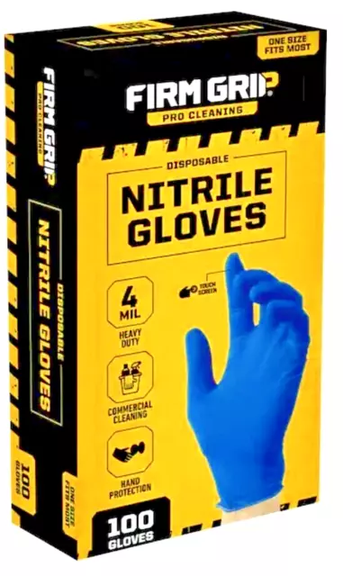 Firm Grip Pro Cleaning Disposable Heavy Duty Nitrile Gloves 100-Count One Size