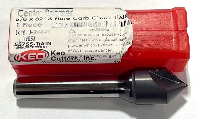 Keo 5/8" x 82° Carbide Countersink 3 Flute TiAlN Coating USA Made