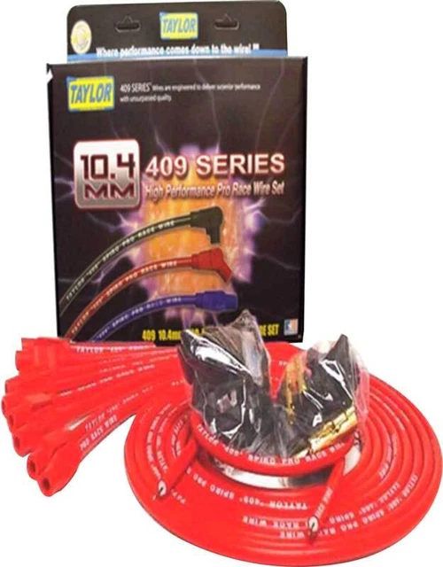 Universal Fit V8 Red Taylor 409 Pro Race Ignition Wire Set with 135&deg; Plug