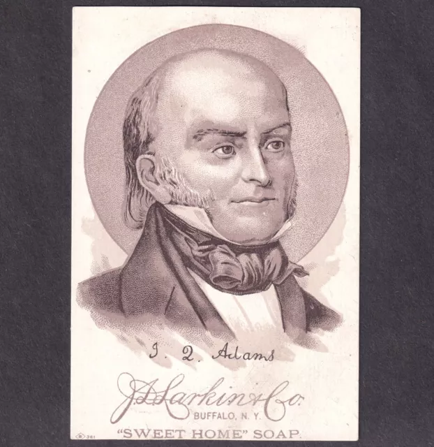 1885 H603 J.D. Larkin & Co Sweet Home Soap Presidents John Quincy Adams Ad Card