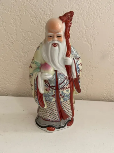 Chinese Porcelain Figurine of Star God Sanxing Immortal Shou Longevity