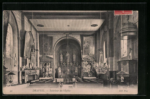 CPA Draveil, Interieur de l´Eglise 1907