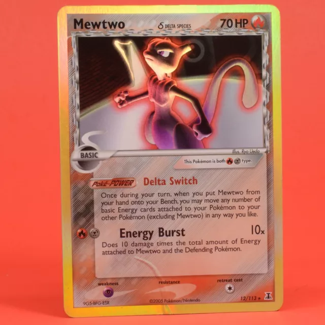 Tarjeta inglesa de jcc de Pokémon ex Delta Species Mewtwo 12/113 holo rara