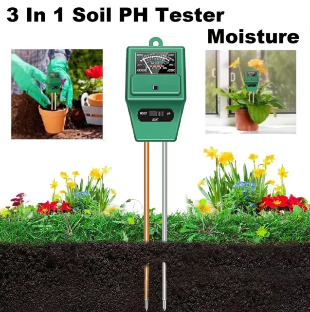 3 in 1 Soil PH Tester Moisture Sunlight Light Test Meter for Garden Plant Lawns