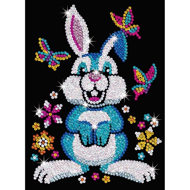 Monas Conejito Sequin Art . Plug-Imagen 28x37x4cm Infantil Paillettenbild Pascua