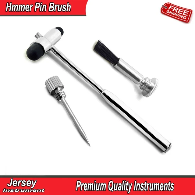 Neurological Buck Hammer Dual Rubber Heads Reflex Pin Brush Medical Diagnostic