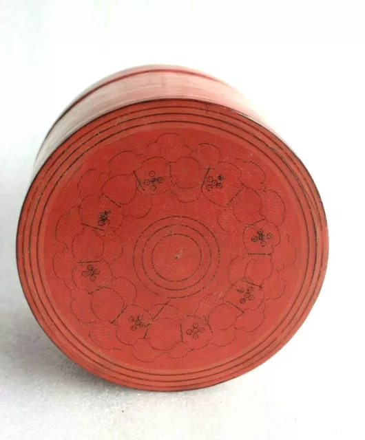 Antique Vintage Burmese Red Lacquer Box Container Oriental Collectible BS-22 3
