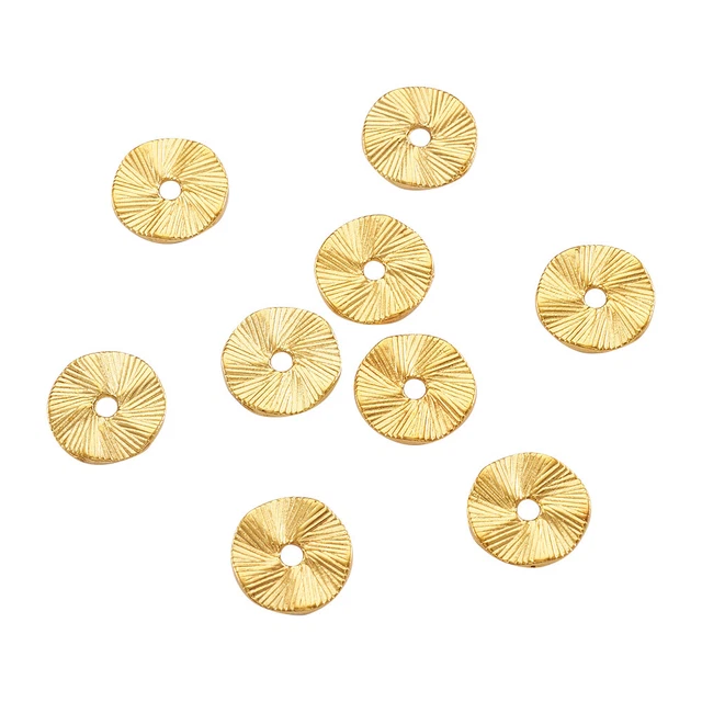 50 un. cuentas espaciadoras onduladas de aleación estilo tibetano oro de 13 mm cuentas de giro sin plomo