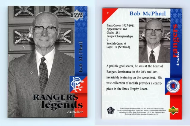 Bob McPhail #7 Glasgow Rangers 1997-98 Upper Deck Football Trading Card
