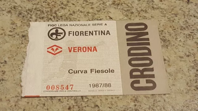 Biglietto Stadio Calcio Serie A Fiorentina Verona 1987 1988 Curva Fiesole