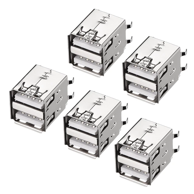 Circuito connettore USB doppia porta Jack femmina piegare quattro piedi 5pz