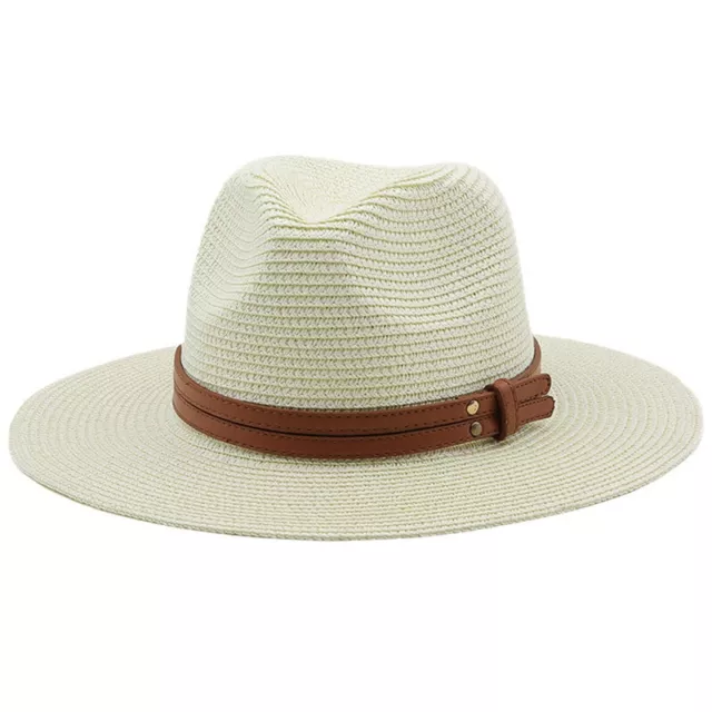 Women Summer Straw Sun Hats Wide Brim Panama Fedora Beach Hat Holiday Hat