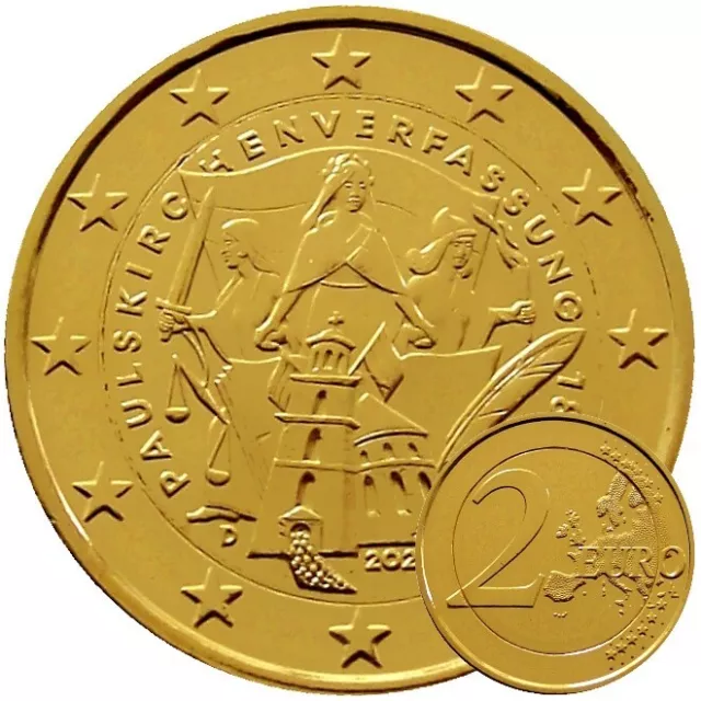 2 Euro Münze Deutschland 2024 Paulskirchenverfassung 24 Karat vergoldet Kapsel
