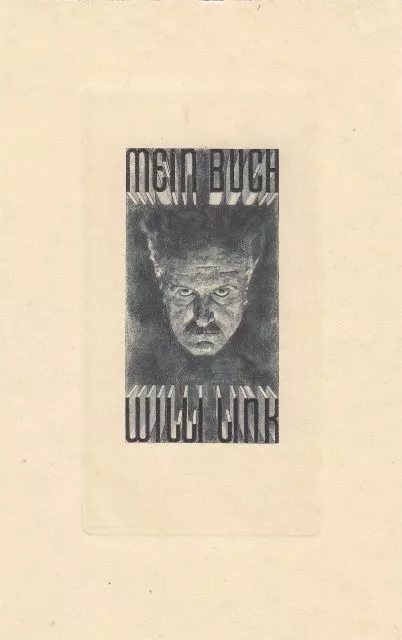 Exlibris Bookplate Copperplate Georg Wimmer 1892-1975 Man's Head