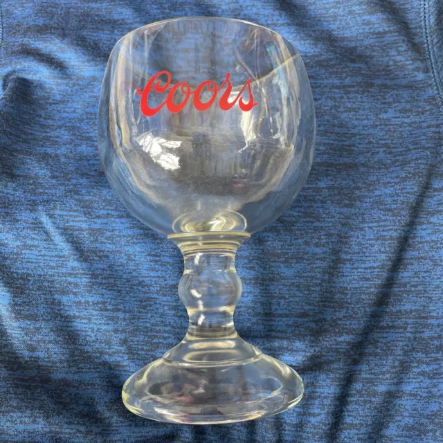 Coors pedestal stemmed clear glass 20 ounce mug vintage beer glass heavy thick