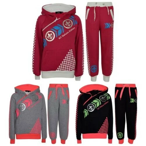 Bambini Ragazzi Tuta Ny Edizione Deluxe Stampa Felpa & Fondo Jogging Abiti