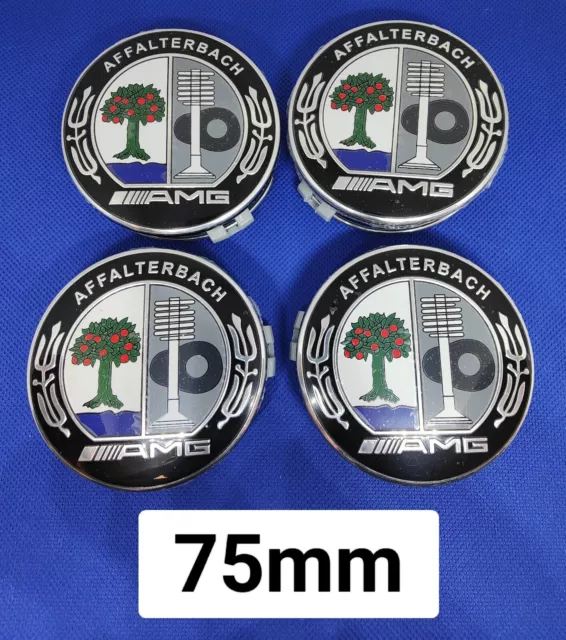 4 Caches Moyeu Jante Centre De Roue 75mm Insigne Logo affalterbach AMG Couleur