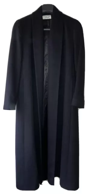 Vintage 90s Fleurette of California 100% Cashmere Overcoat Black Open Front L/XL