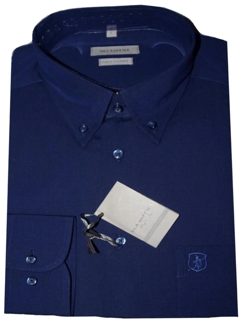 CAMICIA UOMO Taglie Forti 3XL 4XL 5XL 6XL 7XL 100% cotone oxford blu calibrata