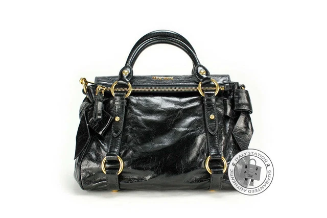 NEW Miu Miu RT0438 X72 Vitello Lux Black / F0002 Calfskin Tote Bag Ghw AUTHENTIC