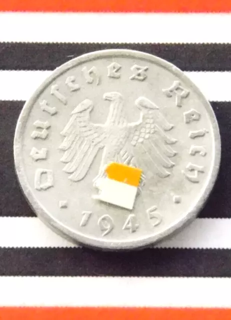 GERMAN Coin 1945 A 1 REICHSPFENNIG Zinc SWASTIKA 3RD REICH WW2 +RARE Pfennig Rpf