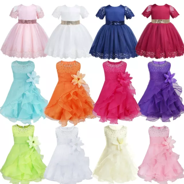 Kids Girls Princess Tutu Dress Wedding Party Flower Dress Baptism Party Dresses