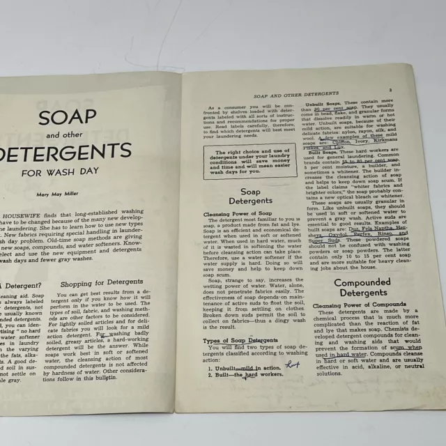 1950 USDA University Of Minnesota Soap And Other Detergents Booklet Book 3