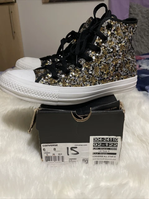 BLACK SEQUIN CONVERSE UK Size 3.5 8.00 PicClick UK