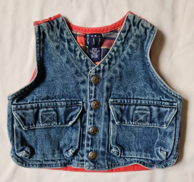 Baby Gap Girls Blue Denim Jean Vest Jacket Size 3-12 Months, Lined