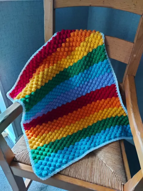 Crochet pattern for rainbow baby blanket bobble stitch