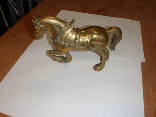 Vintage Solid Brass Shire Horse 240mm x 170mm high 2.5kg